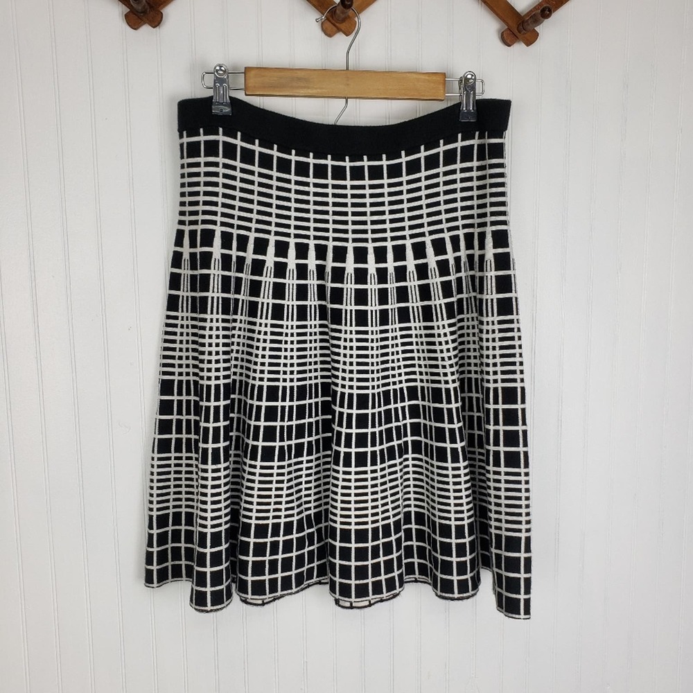 🌻Chelsea + Theodore Window Pane Black and White A Line Skirt Size XL